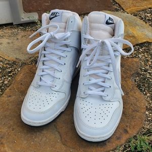 White Nike Womens Sky Hi Dunks